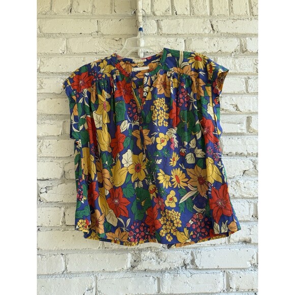 MOTHER The Slow Ride Fresh Blooms Pop Over Women’s Blouse -Small - Picture 1 of 9